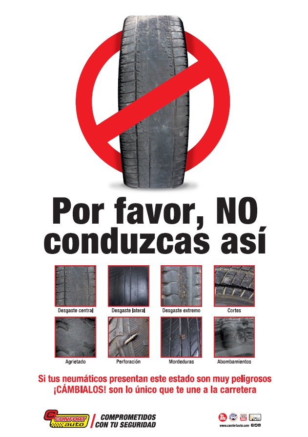 Confortauto alerta sobre los peligros de conducir con los neumáticos en mal estado
